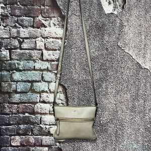 Kate Spade Beige Taupe Leather Crossbody Messenger Bag